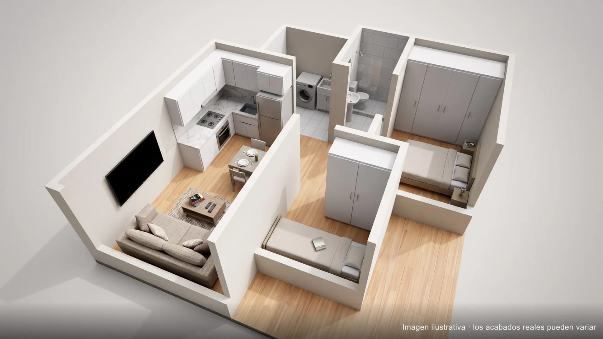 Apartamento de 42 m², en obra gris y terminado, terminado