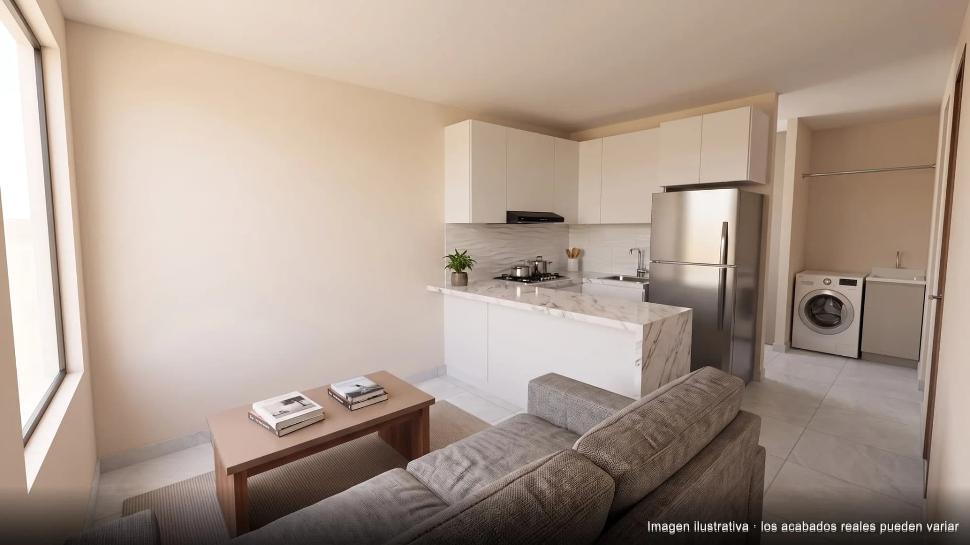 Sala del apartamento con piso Soria Gris