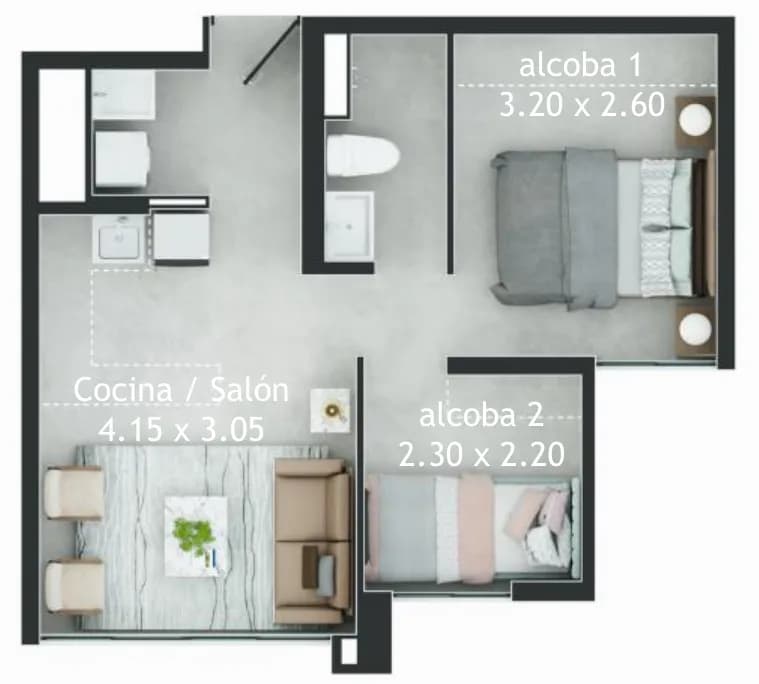 Planta del Tipo 38 de Auriga Living